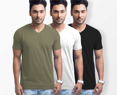 Pack of 3 V Neck T-Shirts