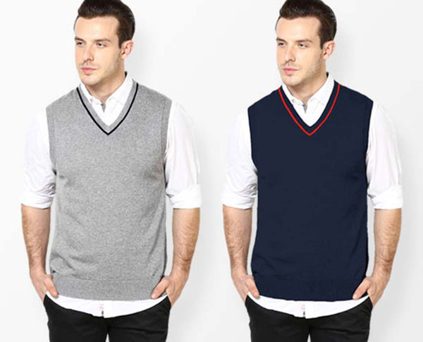 Pack of 2 Contrast Sleeveless Sweaters