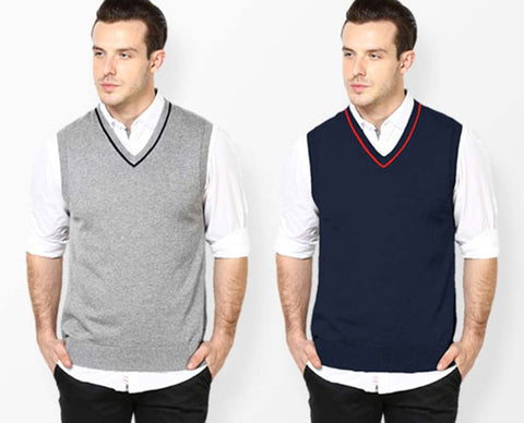 Pack of 2 Contrast Sleeveless Sweaters