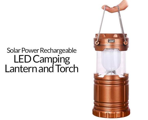 Solar Power Rechargeable LED Camping Lantern and Torch