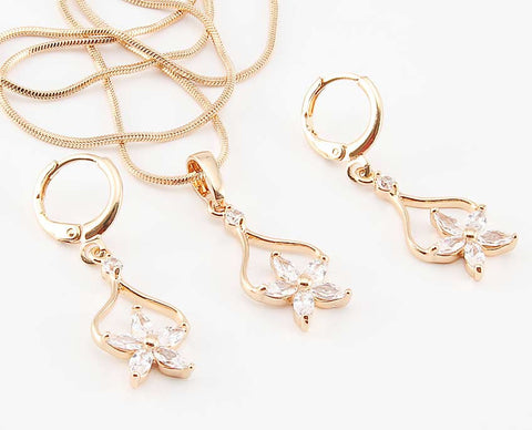 Gold Plated Flower Jewellery Set