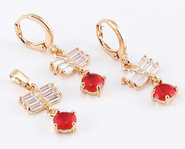 Red Stone Gold Plated Jewellery Set