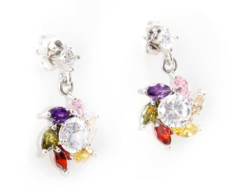 Multi Color Flower Drop Earrings