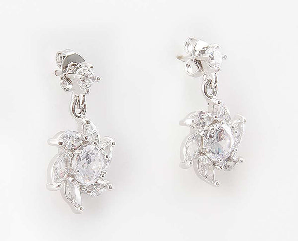 Silver Plated Flower Drop Earrings