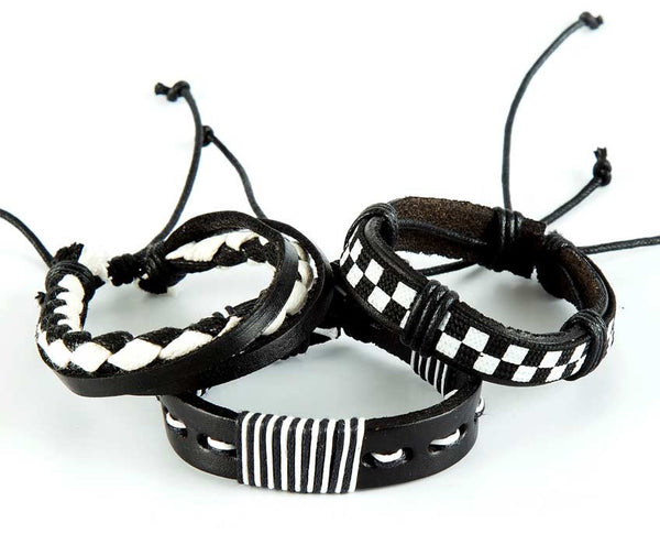 Pack of 3 Braided Leather Bracelets