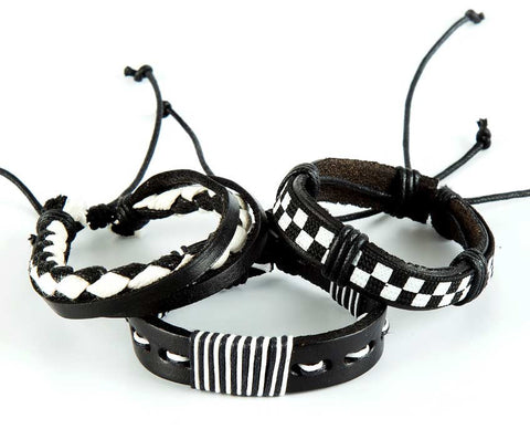 Pack of 3 Braided Leather Bracelets